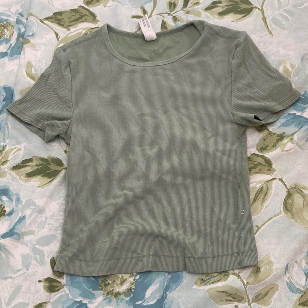 Yogalicious Light Green Ribbed Crop Top